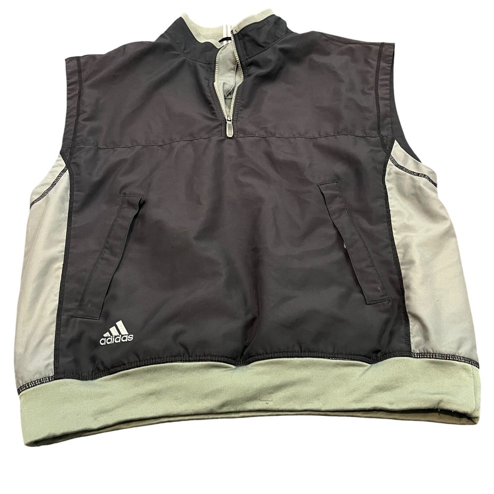 Adidas Vest Mens Large Black Green ClimaShell Wind Quarter Zip Colorblock 1630